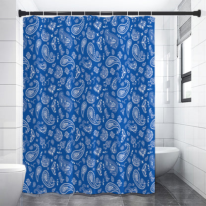 Blue Paisley Bandana Pattern Print Shower Curtain