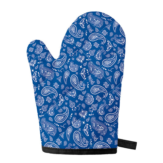 Blue Paisley Bandana Pattern Print Single Oven Mitt