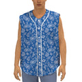 Blue Paisley Bandana Pattern Print Sleeveless Baseball Jersey