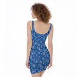 Blue Paisley Bandana Pattern Print Sleeveless Bodycon Dress