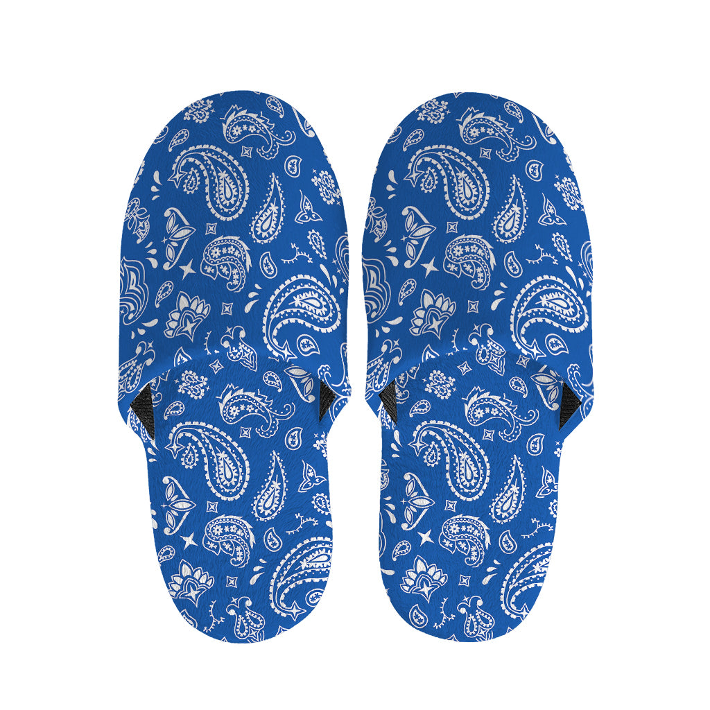Blue Paisley Bandana Pattern Print Slippers