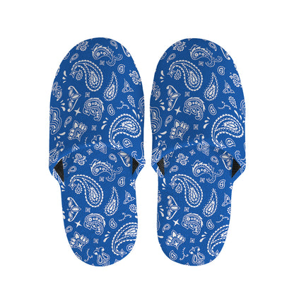 Blue Paisley Bandana Pattern Print Slippers