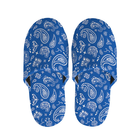 Blue Paisley Bandana Pattern Print Slippers
