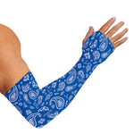 Blue Paisley Bandana Pattern Print Sun Protection Arm Sleeves