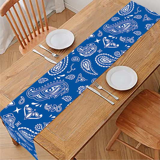 Blue Paisley Bandana Pattern Print Table Runner