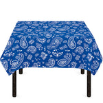 Blue Paisley Bandana Pattern Print Tablecloth