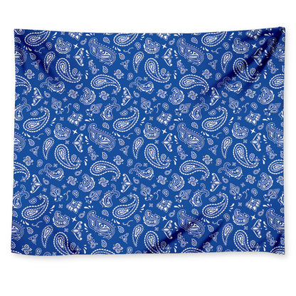 Blue Paisley Bandana Pattern Print Tapestry