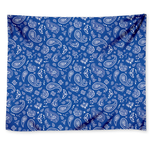Blue Paisley Bandana Pattern Print Tapestry