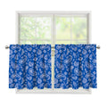 Blue Paisley Bandana Pattern Print Tier Curtains
