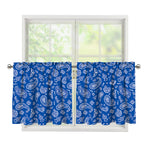Blue Paisley Bandana Pattern Print Tier Curtains