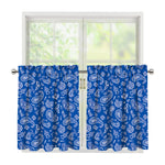 Blue Paisley Bandana Pattern Print Tier Curtains