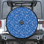 Blue Paisley Bandana Pattern Print Tire Cover With Camera Hole