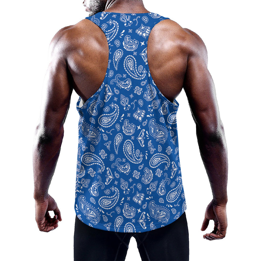 Blue Paisley Bandana Pattern Print Training Tank Top