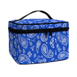 Blue Paisley Bandana Pattern Print Travel Makeup Bag