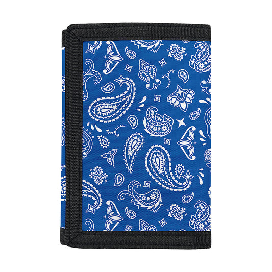 Blue Paisley Bandana Pattern Print Trifold Wallet