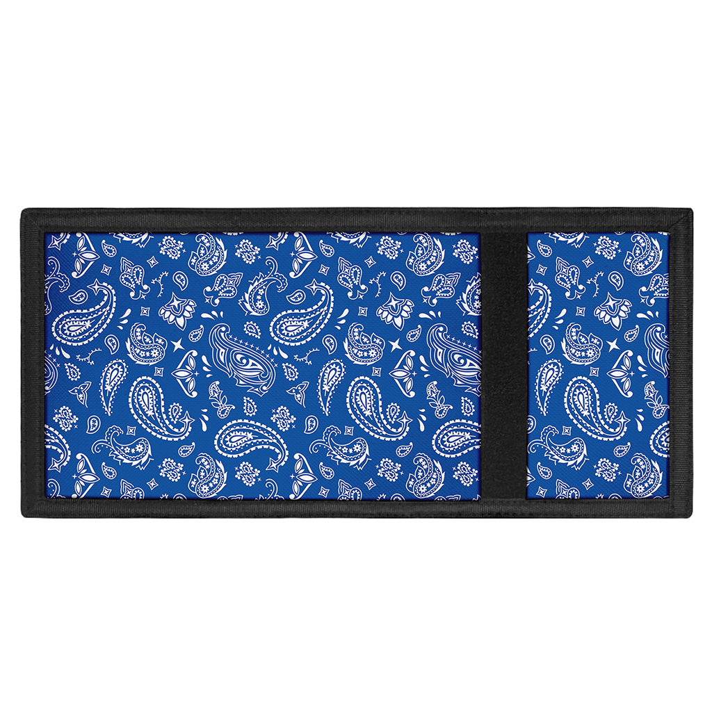 Blue Paisley Bandana Pattern Print Trifold Wallet