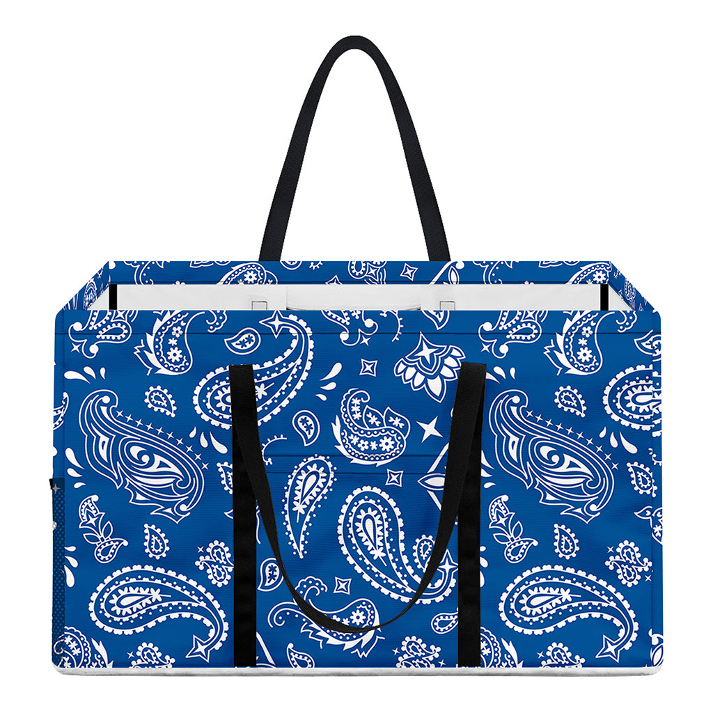 Blue Paisley Bandana Pattern Print Utility Tote Bag
