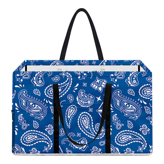 Blue Paisley Bandana Pattern Print Utility Tote Bag