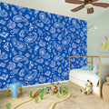 Blue Paisley Bandana Pattern Print Wall Sticker
