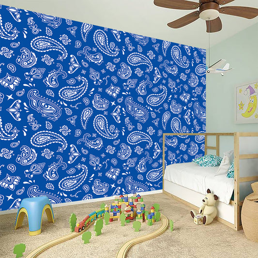 Blue Paisley Bandana Pattern Print Wall Sticker
