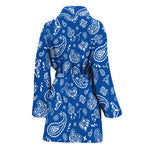 Blue Paisley Bandana Pattern Print Women's Bathrobe
