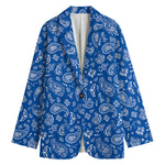 Blue Paisley Bandana Pattern Print Women's Blazer