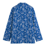 Blue Paisley Bandana Pattern Print Women's Blazer