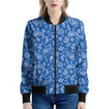 Blue Paisley Bandana Pattern Print Women's Bomber Jacket