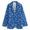 Blue Paisley Bandana Pattern Print Women's Cotton Blazer
