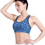 Blue Paisley Bandana Pattern Print Women's Sports Bra