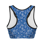 Blue Paisley Bandana Pattern Print Women's Sports Bra