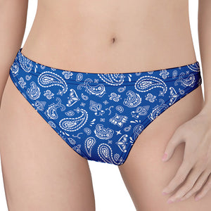 Blue Paisley Bandana Pattern Print Women's Thong