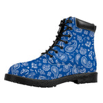 Blue Paisley Bandana Pattern Print Work Boots