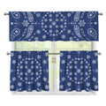 Blue Paisley Bandana Print 3 Piece Kitchen Curtains