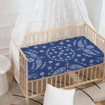 Blue Paisley Bandana Print Baby Crib Sheet