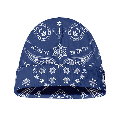 Blue Paisley Bandana Print Beanie
