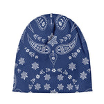 Blue Paisley Bandana Print Beanie