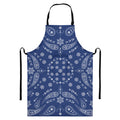 Blue Paisley Bandana Print Bib Apron With Pocket