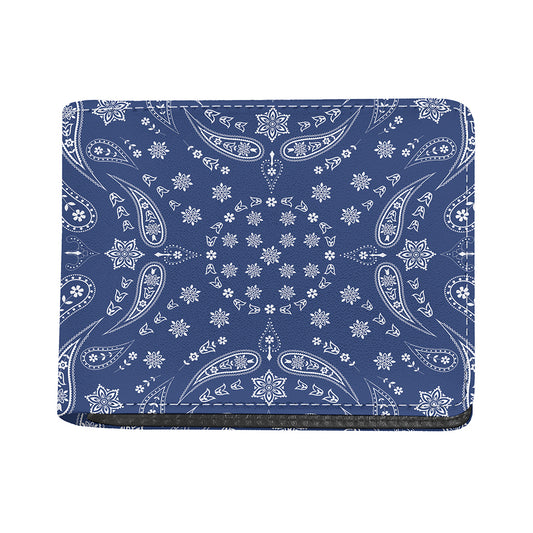 Blue Paisley Bandana Print Bifold Wallet