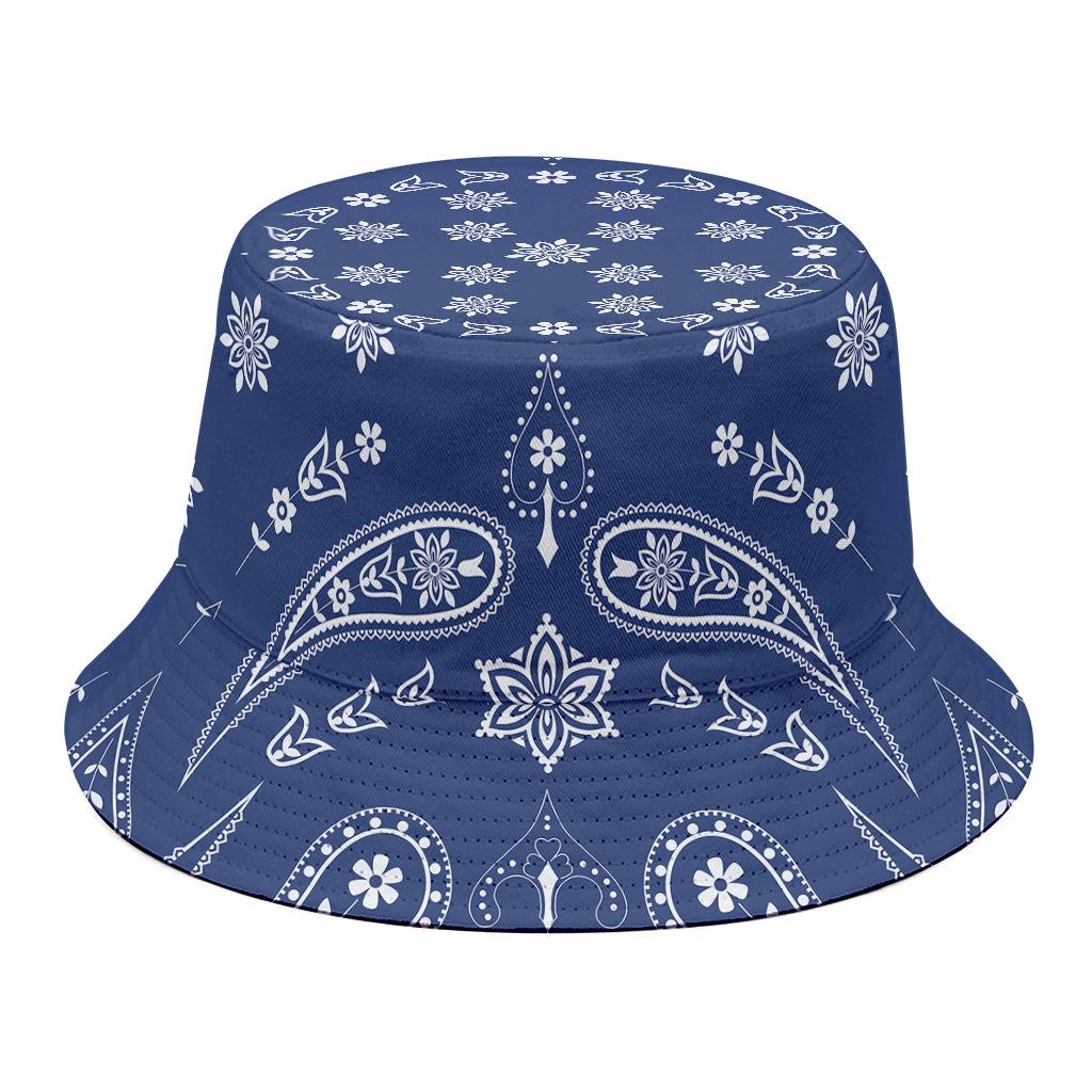 Blue Paisley Bandana Print Bucket Hat