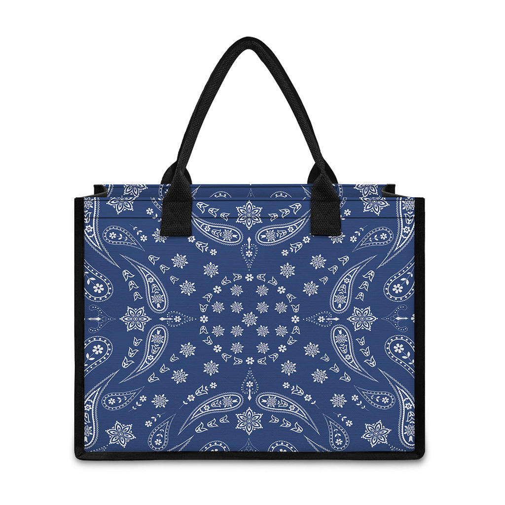 Blue Paisley Bandana Print Canvas Tote Bag