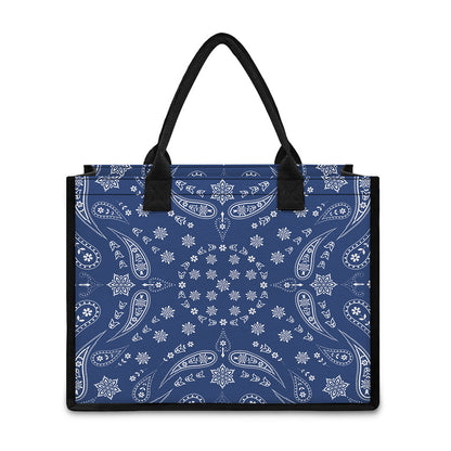 Blue Paisley Bandana Print Canvas Tote Bag