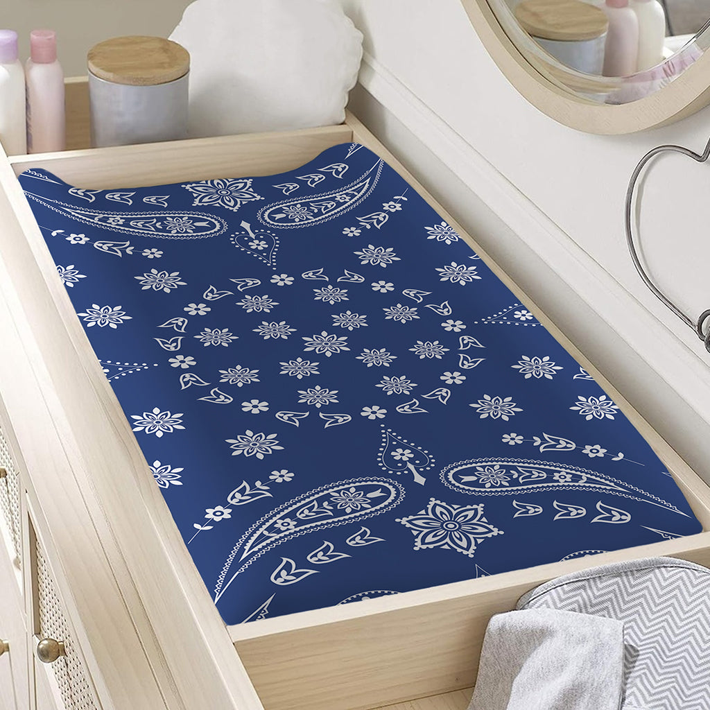 Blue Paisley Bandana Print Changing Pad Cover
