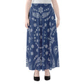 Blue Paisley Bandana Print Chiffon Maxi Skirt