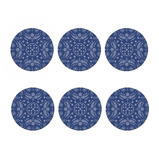 Blue Paisley Bandana Print Coaster Set