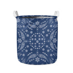 Blue Paisley Bandana Print Collapsible Laundry Basket