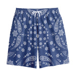 Blue Paisley Bandana Print Cotton Shorts