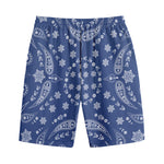 Blue Paisley Bandana Print Cotton Shorts