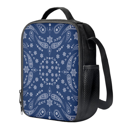 Blue Paisley Bandana Print Crossbody Lunch Bag