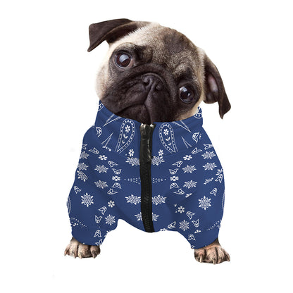 Blue Paisley Bandana Print Dog Zip Up Jacket